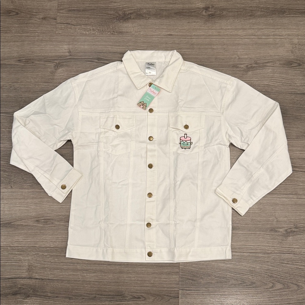 Pusheen Cat White Jean Jacket Women’s Size Large
